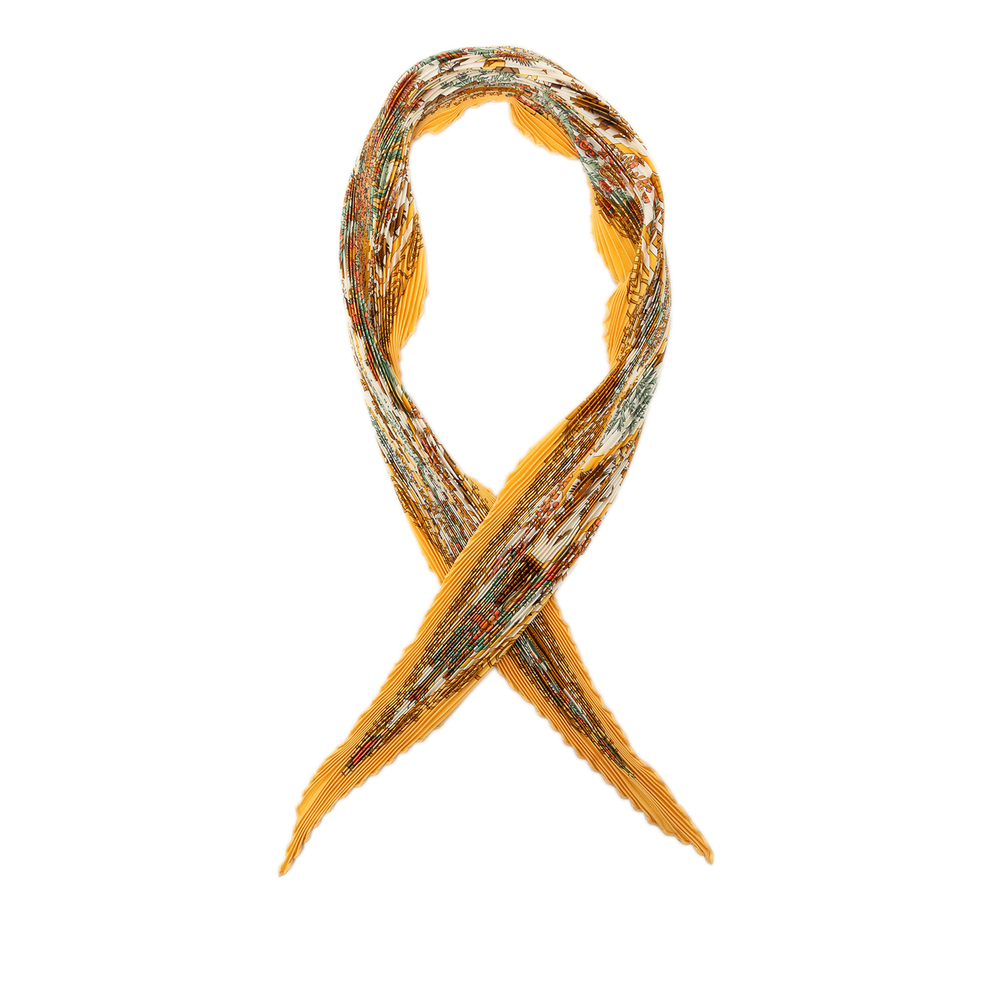 Pre-Loved Hermes Decoupages Pleated Silk Scarf